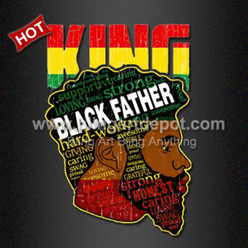 Wholesale Black Father King T-shirt Transfer White Ink Printing Wholesale Black Father King T-shirt Transfer White Ink Printing